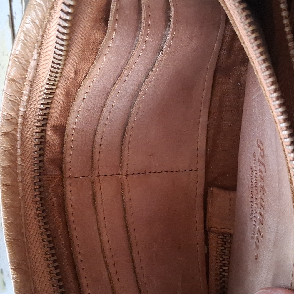 Platania Genuine Leather Wristlet— Tan Brown- Studded Design - Picture 7 of 9